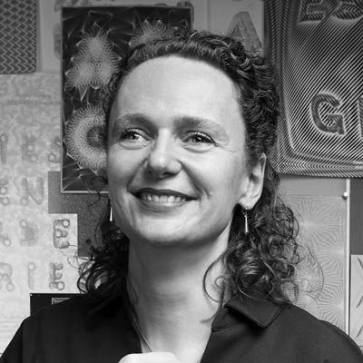 A black and white portrait photo of Hansje van Halem.